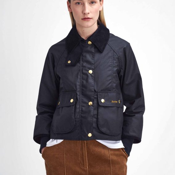Barbour Cropped Beadnell Waxed Jacket — Black