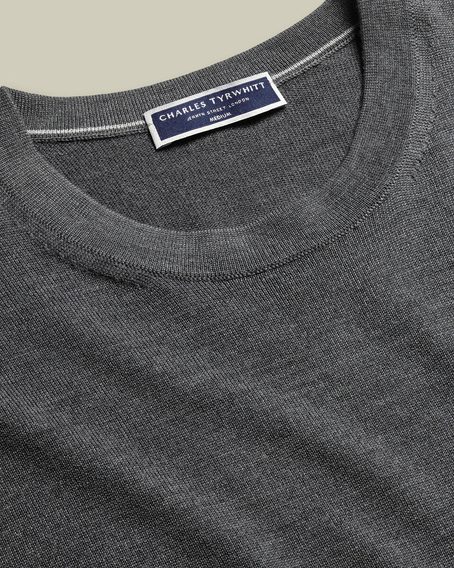 Charles Tyrwhitt Merino Crew Neck Jumper — Grey