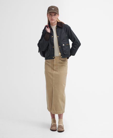 Barbour Cropped Beadnell Waxed Jacket — Sage
