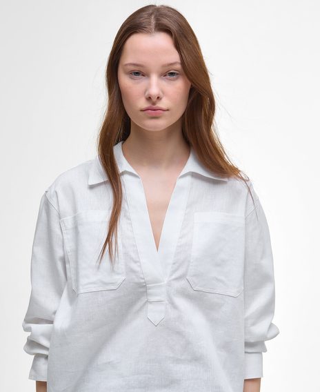 Barbour Cecile Relaxed Tunic Shirt — White