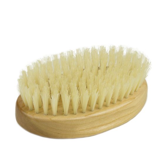 Kent MC4 — Cherrywood Pure White Bristle Oval Travel Brush