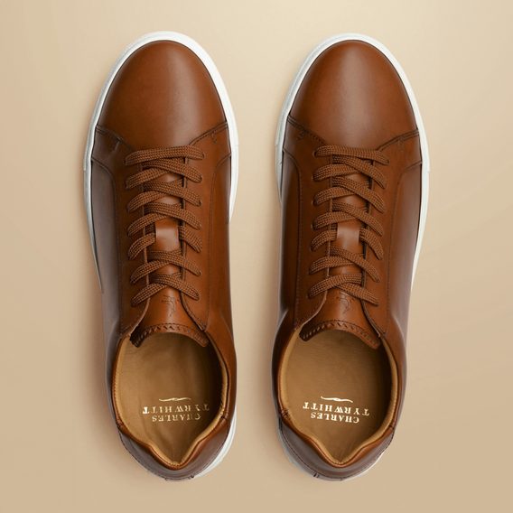 Charles Tyrwhitt Leather Sneakers — Dark Tan