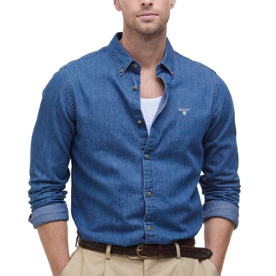 Barbour Denim Crest Tailored Long-Sleeved Shirt — Chambray