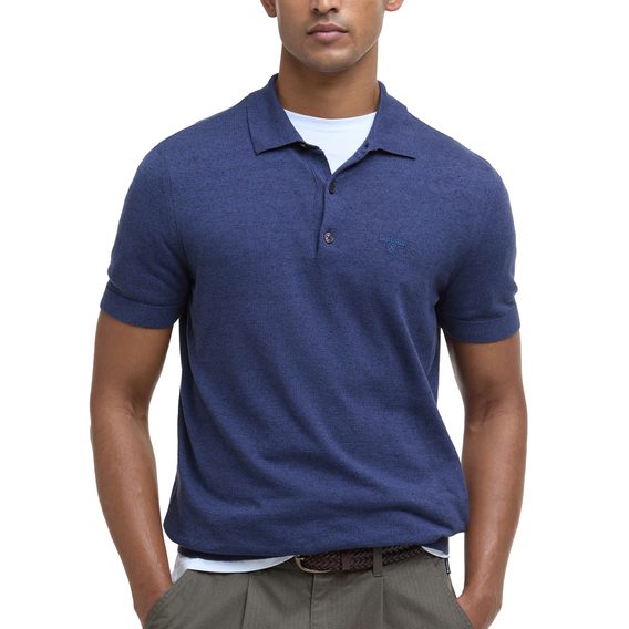 Barbour Buston Knitted Polo Shirt — Navy