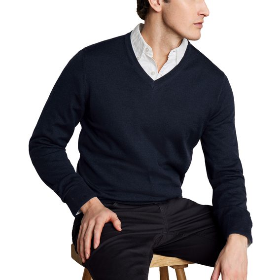 Charles Tyrwhitt Merino V-Neck Jumper — Navy