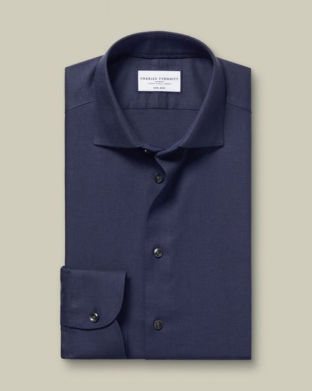 Charles Tyrwhitt Non-Iron Cotton Linen Shirt — Ink Blue