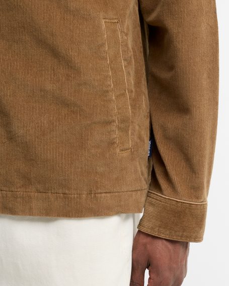 Barbour Tartan Trimmed Cord Overshirt — Rust