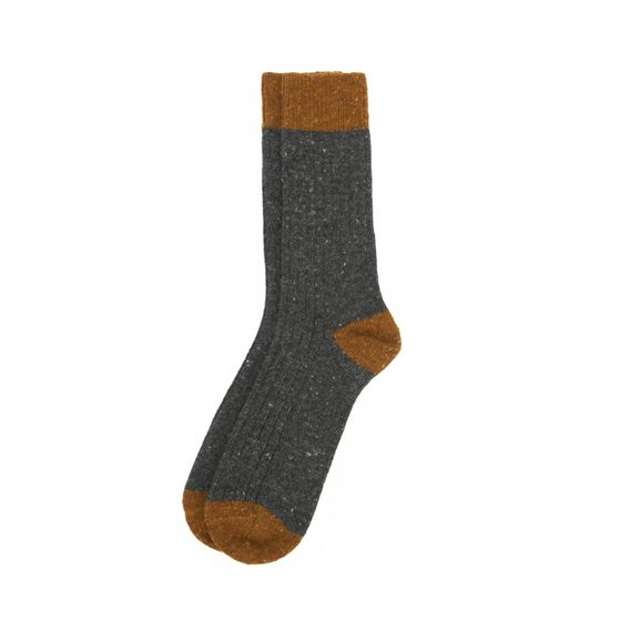 Barbour Houghton Socks — Charcoal/Ochre