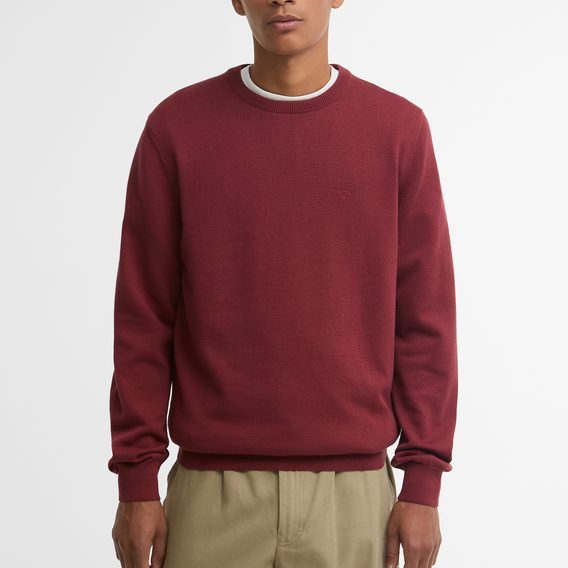 Barbour Pima Cotton Crew Neck Sweater — Brick Red