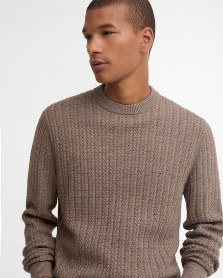 Barbour Herringbone Knitted Crew — Stone