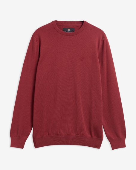 Barbour Pima Cotton Crew Neck Sweater — Brick Red