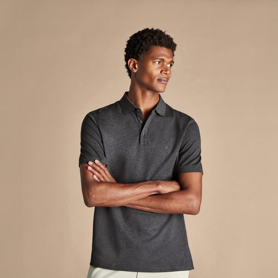 Charles Tyrwhitt Pique Polo — Dark Grey Marl