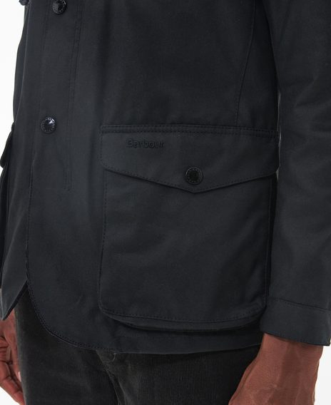 Barbour Ogston Waxed Cotton Jacket — Black