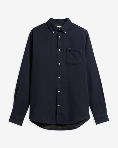 Barbour Buckley Tailored Herringbone Shirt — Navy