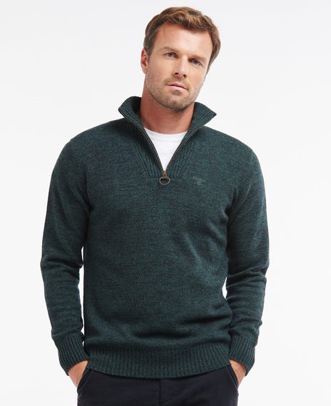 Barbour Essential Lambswool Half Zip Sweater — Seaweed Mix