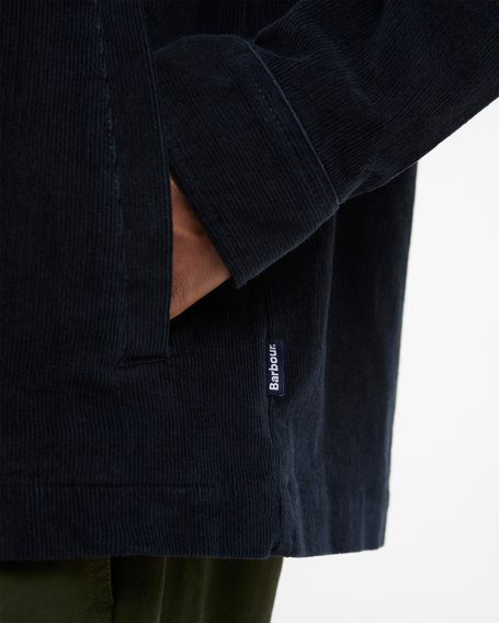 Barbour Tartan Trimmed Cord Overshirt — Navy