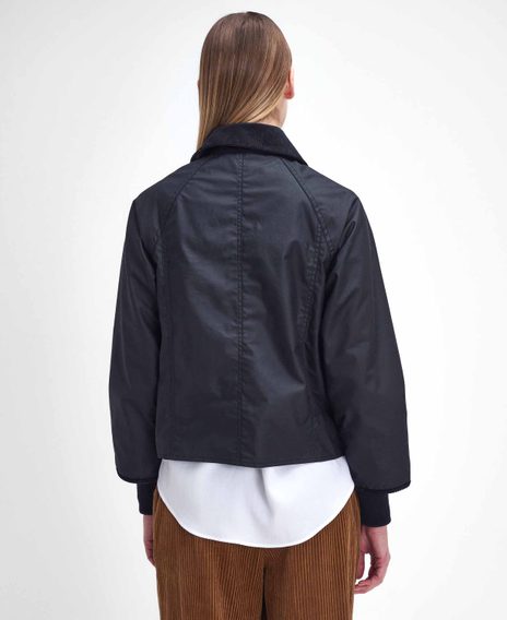 Barbour Cropped Beadnell Waxed Jacket — Black
