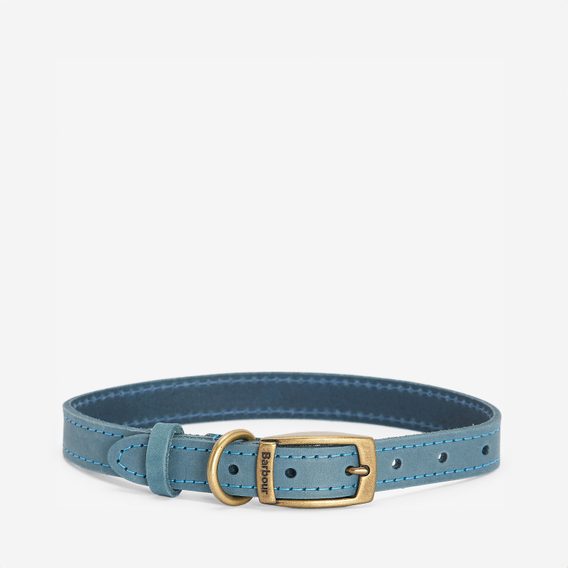 Barbour Leather Dog Collar — Classic Blue