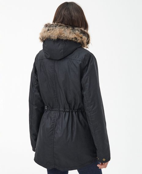 Barbour Kelsall Waxed Cotton Parka Jacket — Classic Black