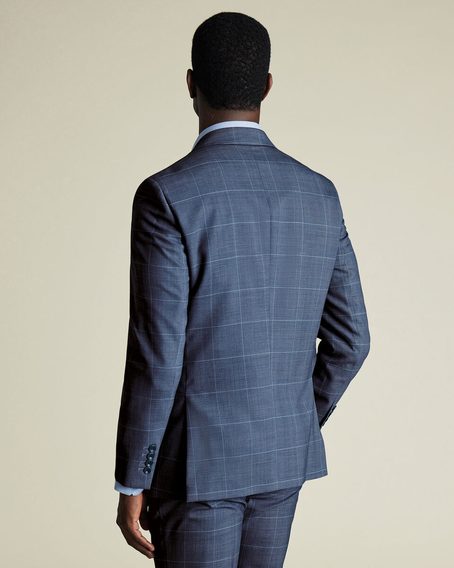 Charles Tyrwthitt Ultimate Performance Check Suit Jacket — Steel Blue