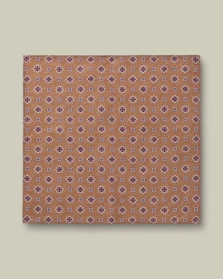 Charles Tyrwhitt Linen/Silk Geo Print Pocket Square — Camel