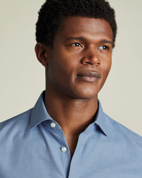 Charles Tyrwhitt Non-Iron Cotton Linen Shirt — Cornflower