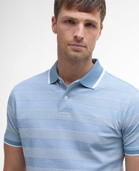 Barbour Branton Striped Polo Shirt — Bleached Blue
