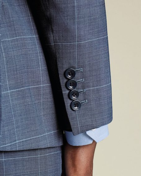 Charles Tyrwthitt Ultimate Performance Check Suit Jacket — Steel Blue