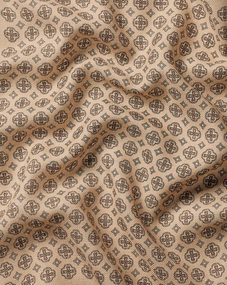 Charles Tyrwhitt Wool Silk Medallion Print Pocket Square — Stone