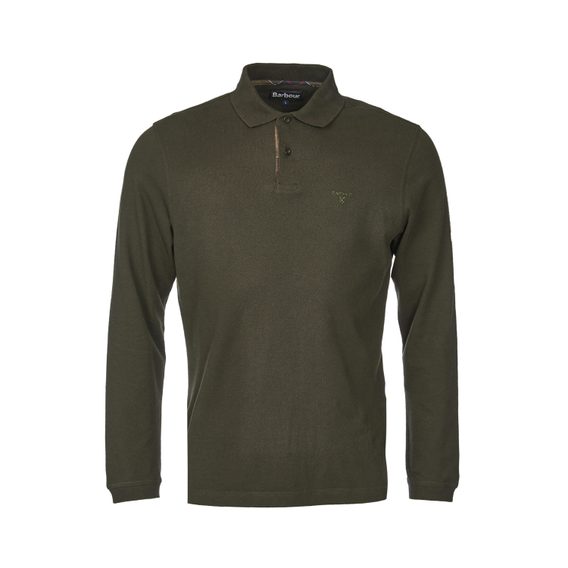 Barbour Essential Long-Sleeve Polo Shirt — Forest