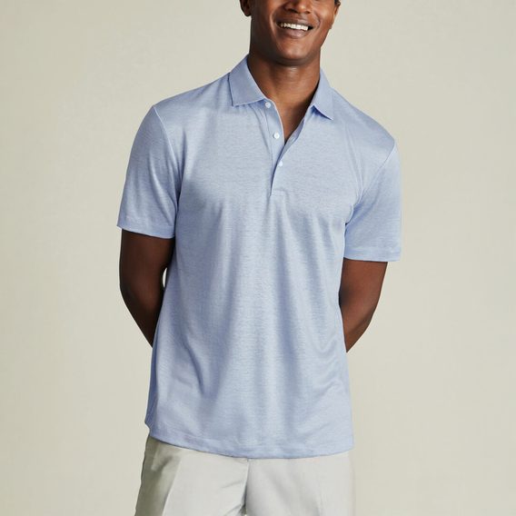 Charles Tyrwhitt Pure Linen Polo — Sky Blue