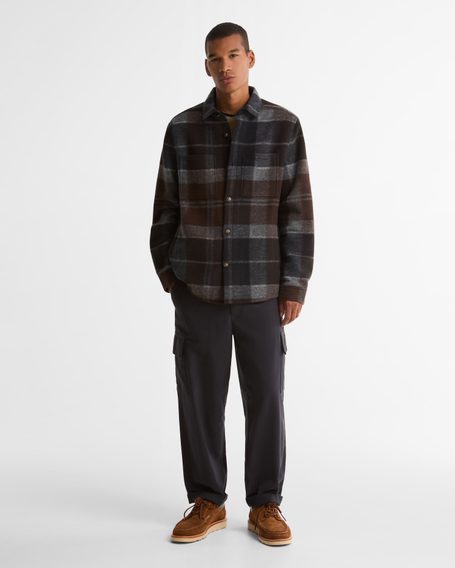 Barbour Woodlane Brushed Check Overshirt — Midnight Oak Tartan