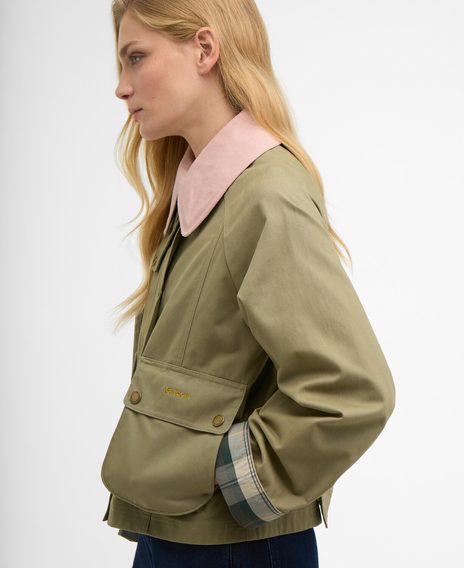 Barbour Cropped Beadnell Casual Jacket — Bleached Olive