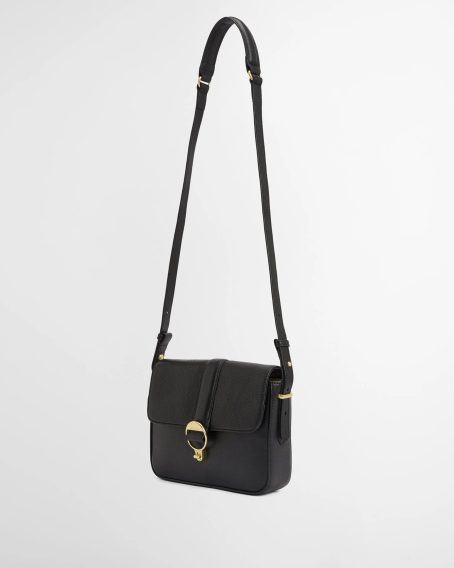 Barbour Rosa Leather Crossbody Bag — Black