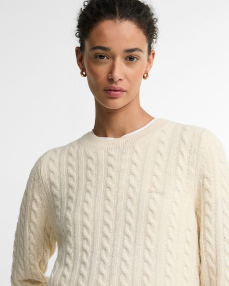 Barbour Ashdown Relaxed Cable-Knit Jumper — Ecru