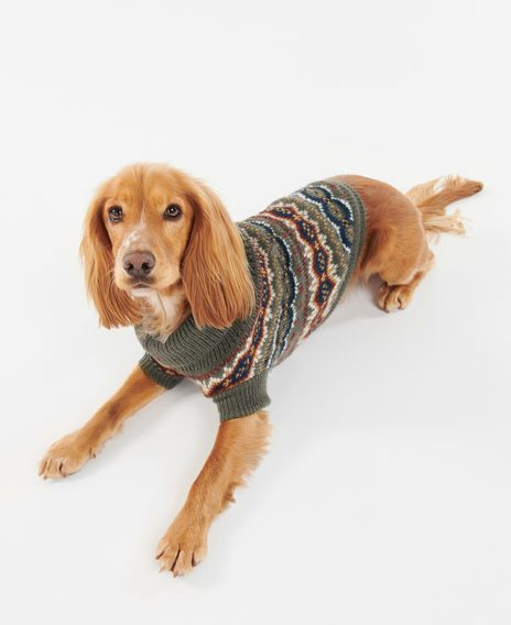 Barbour Case Fair Isle Dog Jumper — Olive