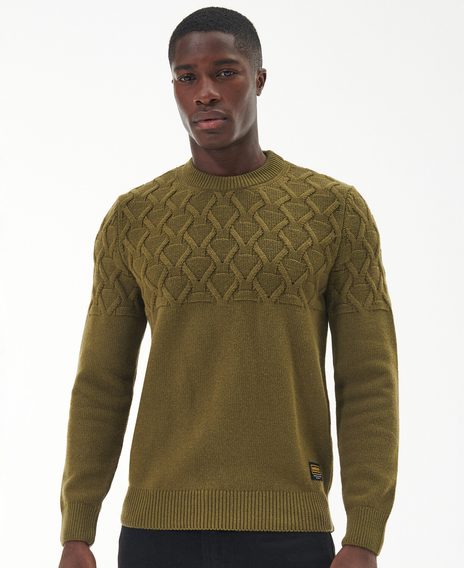 Barbour International Cable Knitted Jumper — Archive Olive