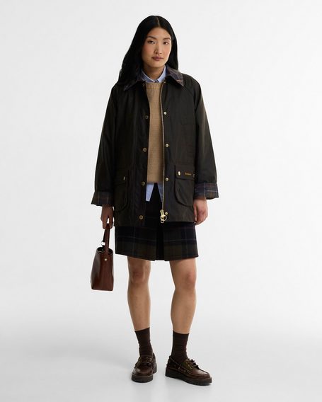 Barbour Icons Tartan Collar Modern Beadnell Wax Jacket