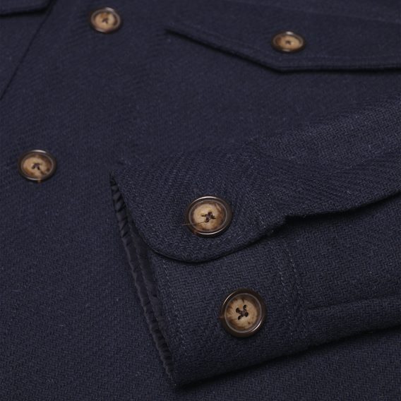 Portuguese Flannel Wool Field Overshirt — Navy