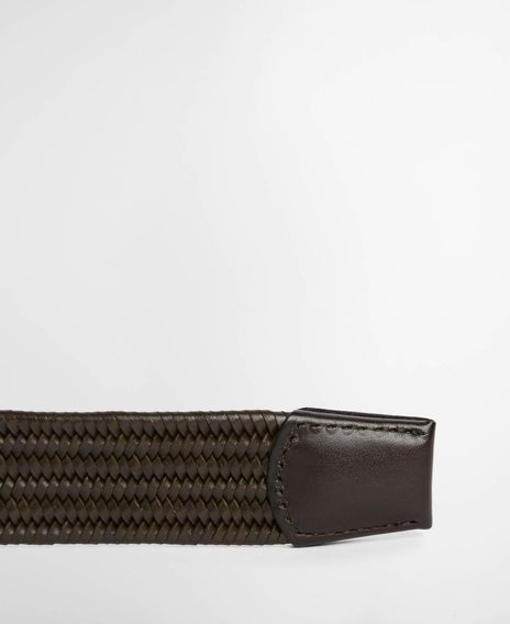 Barbour Stretch Leather Belt — Olive