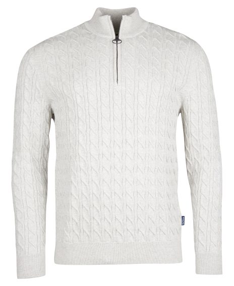 Barbour Cable Knit Half Zip Jumper — Ecru Marl