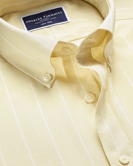Charles Tyrwhitt Non-Iron Stretch Poplin Slub Shirt —Yellow