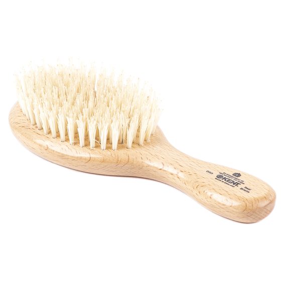 Kent OG3 — Beechwood Pure White Bristle Oval Club Brush