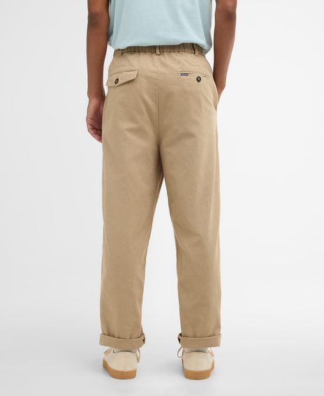 Barbour Cotton Linen Relaxed Trousers — Washed Stone