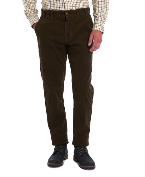 Barbour Neuston Stretch-Cord Trousers — Dark Olive