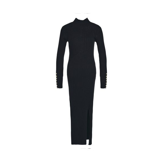 Black Bordley Knitted Midi Dress