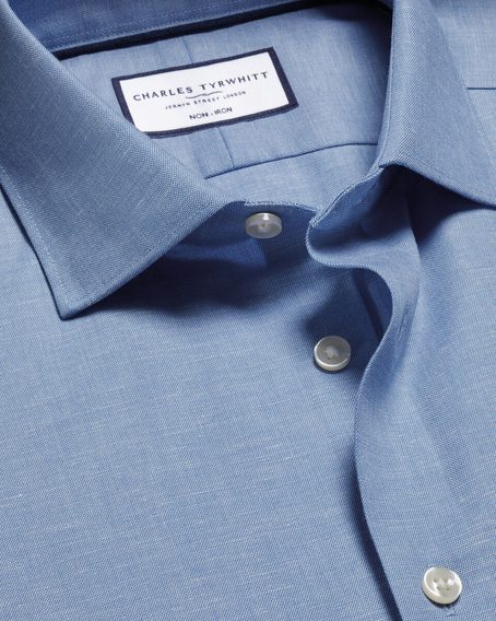 Charles Tyrwhitt Non-Iron Cotton Linen Shirt — Cornflower