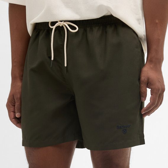 Barbour Water Reactive Tartan Swim Shorts — Olive