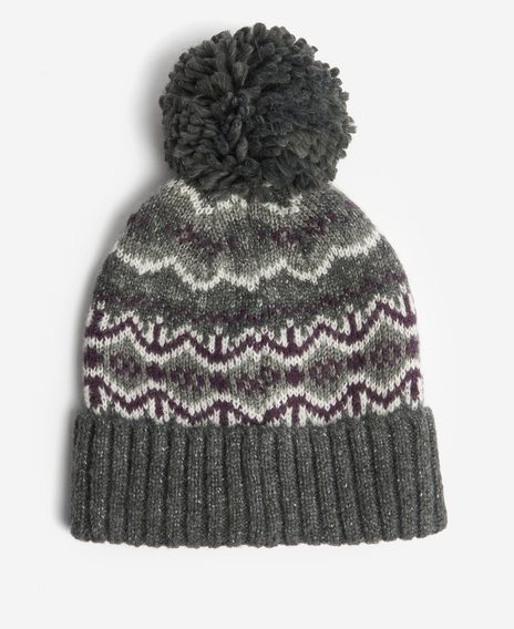 Barbour Case Fairisle Beanie — Black Slate Tartan