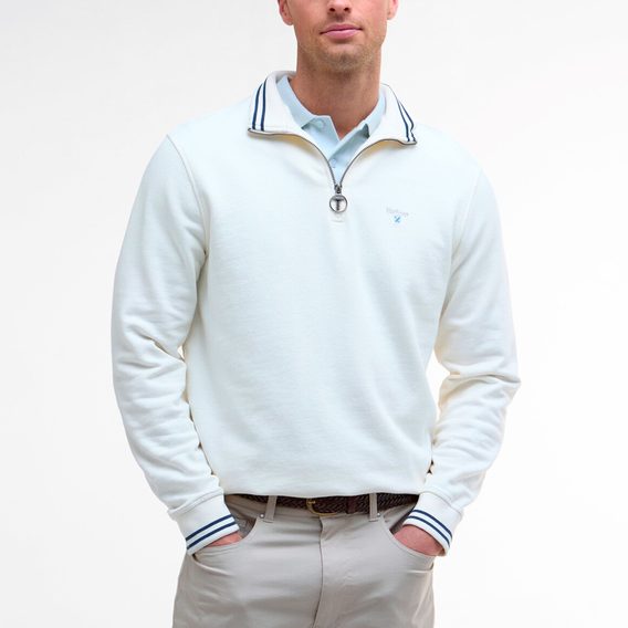 Barbour Rosford Half-Zip Sweatshirt — Whisper White